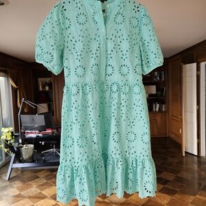 Eyelet Lace Dress in Aqua